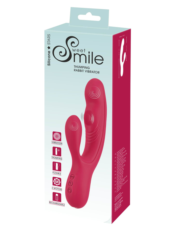 Sweet Smile Rabbitvibrator Thumping Rabbit Vibrator in rot günstig kaufen 21,2 cm