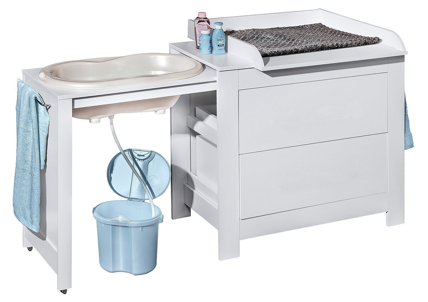 Polini Home Wickelkommode Wickelkommode mit Badewanne von Polini Home, mit abnehmbarem Wickelaufsatz