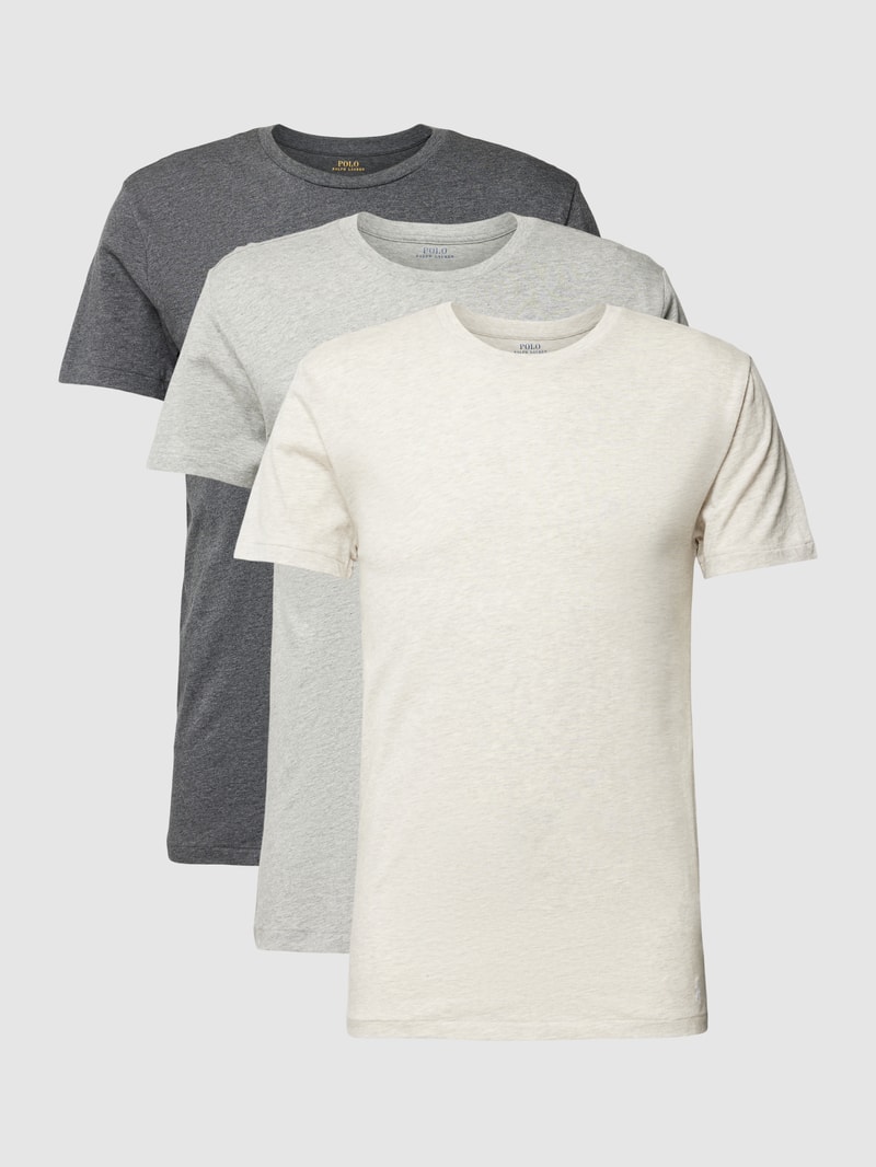 T-shirt Set mit Label-Stitching Modell 'Crew' in mittelgrau