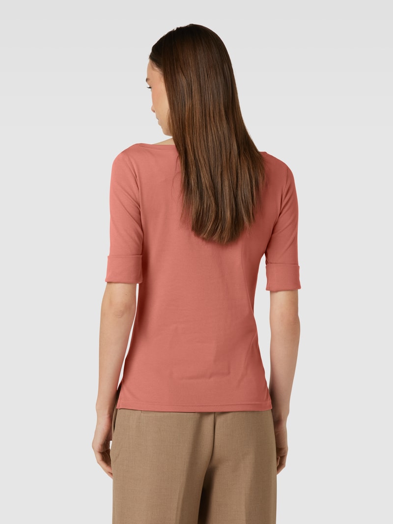 T-Shirt mit U-Boot-Ausschnitt in altrosa