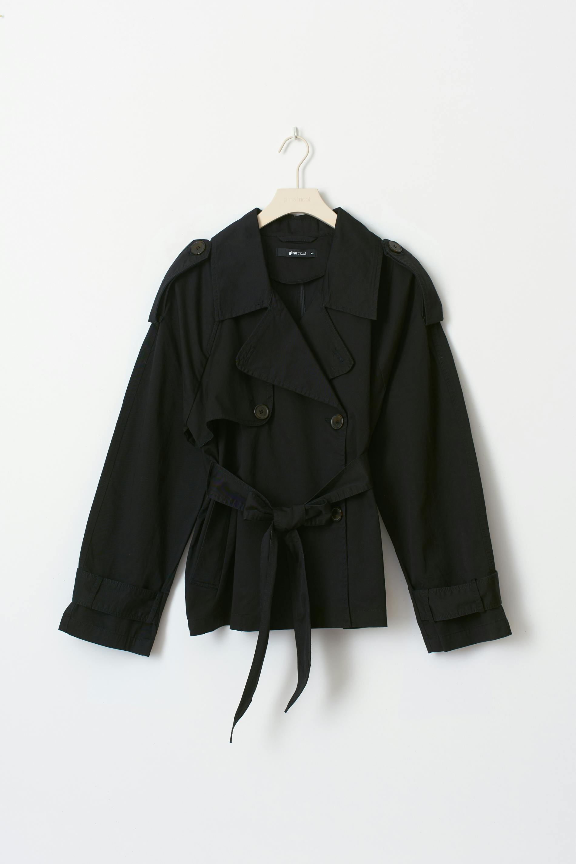 Short belted trench coat