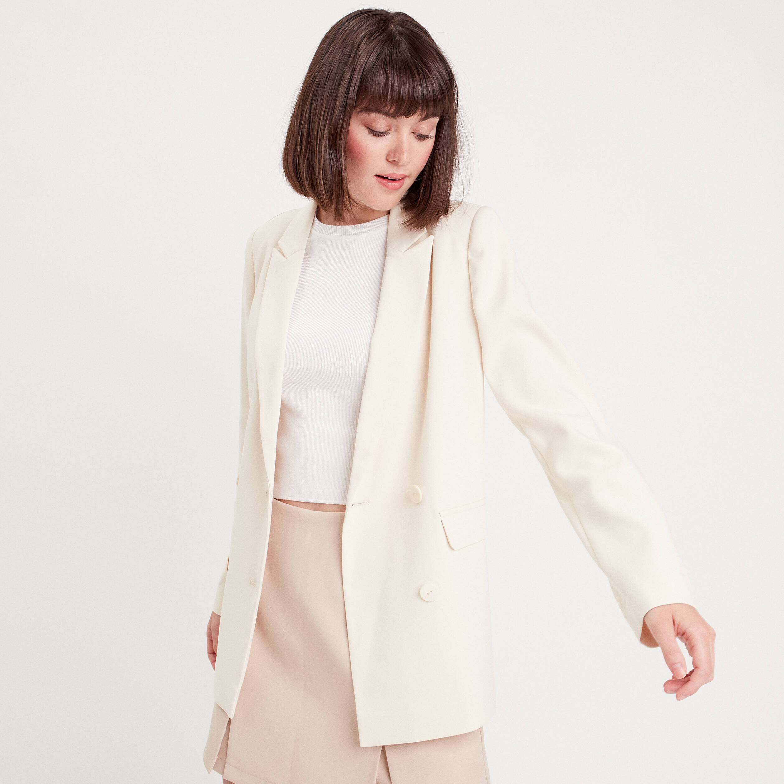 Veste esprit blazer droite ecru femme | Cache Cache