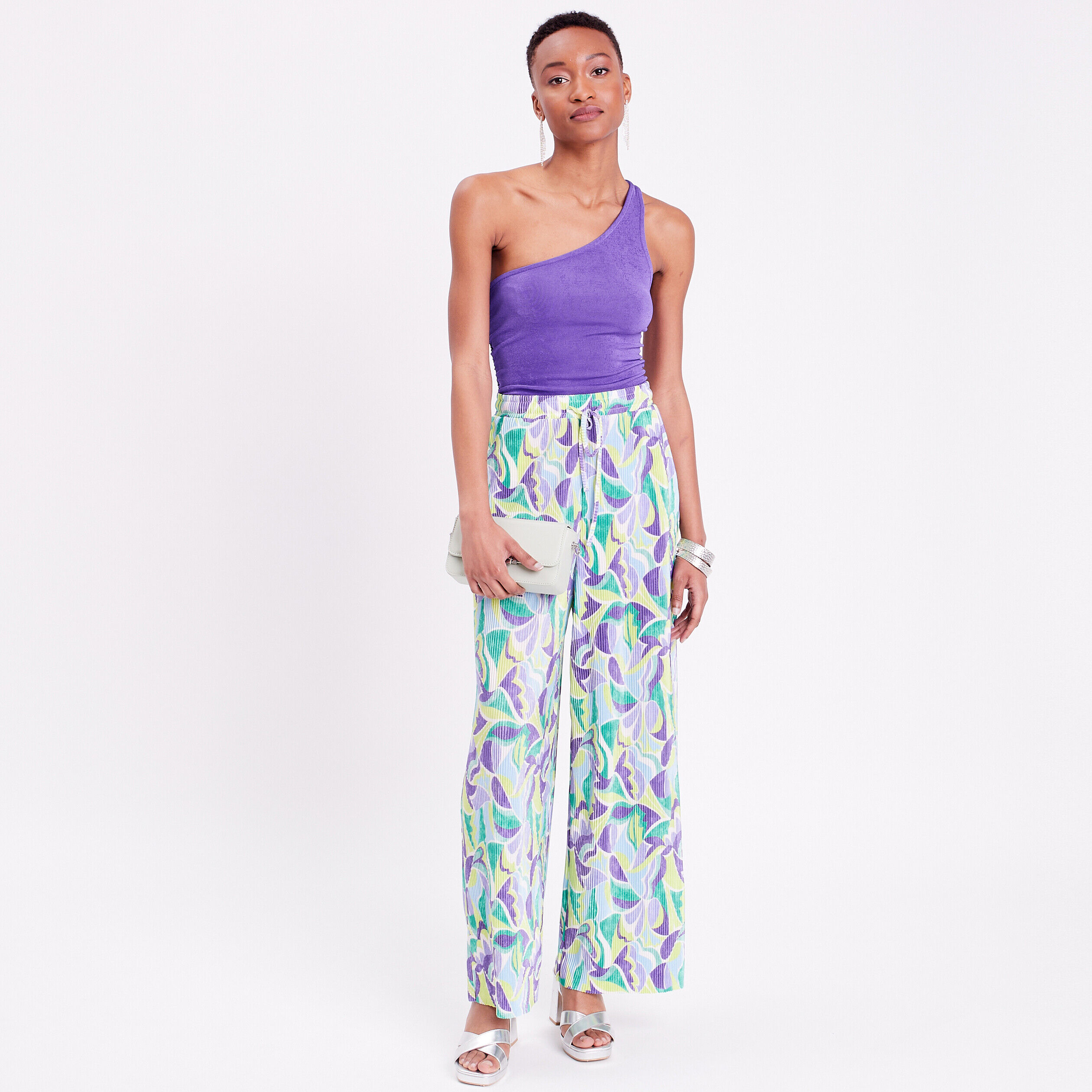 Débardeur asymétrique violet foncé femme | Cache Cache