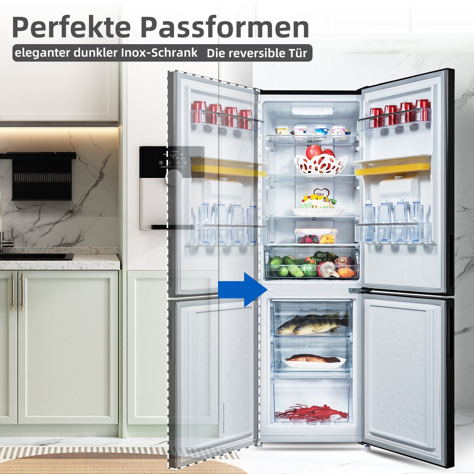 CHiQ Kühl-/Gefrierkombination No Frost FBM228NE4DE, 170 cm hoch, 54 cm breit, Multi-Air Flow,12 Jahre Garantie auf den Kompressor