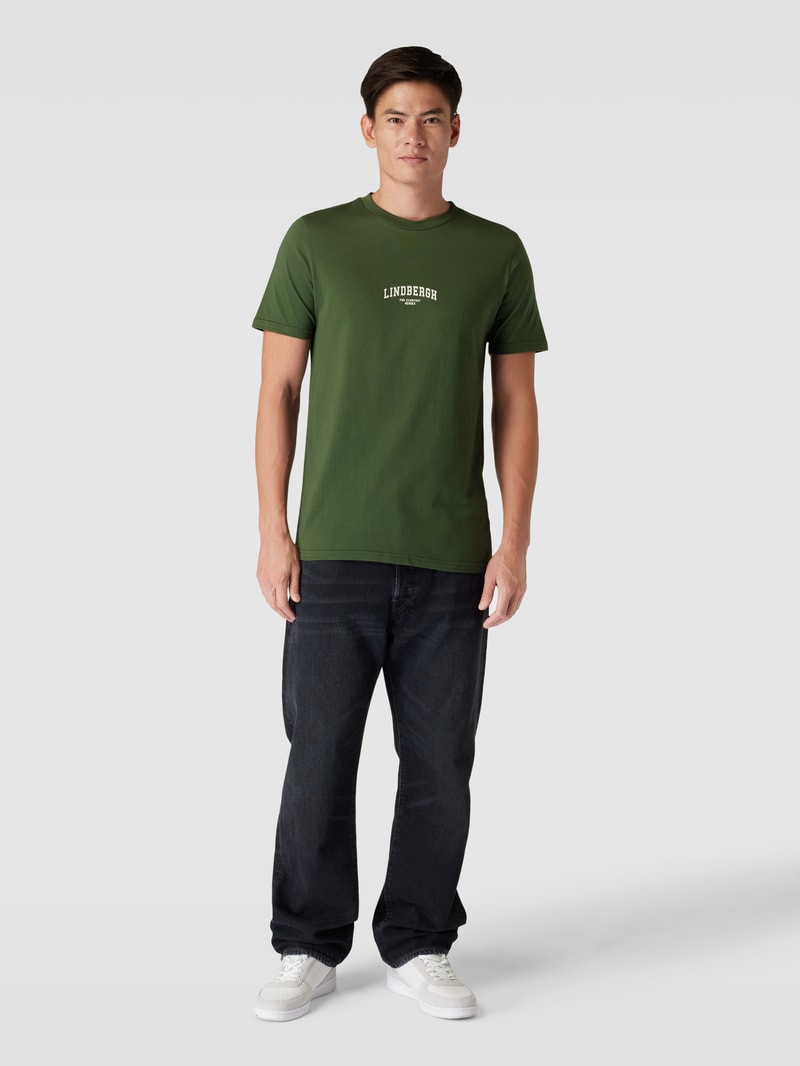 T-Shirt mit Label-Print und Rundhalsausschnitt in apfelgrün