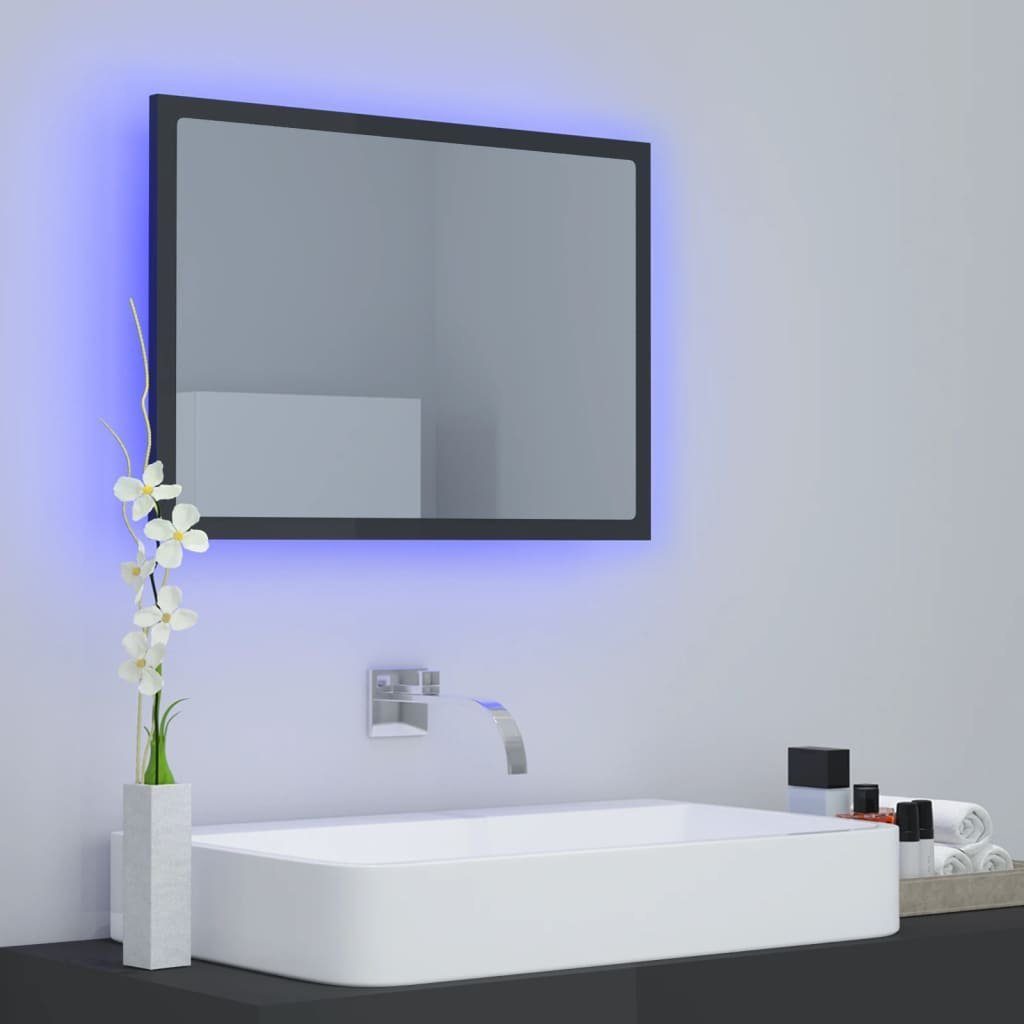 vidaXL Badezimmerspiegelschrank LED-Badspiegel Hochglanz-Grau 60x8,5x37 cm Acryl (1-St)