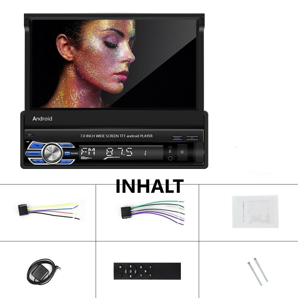 GABITECH 1 DIN 7 Zoll Android 12 Autoradio mit Bluetooth GPS Navigation USB Autoradio (FM-Bereich: FM 87,5 ~ 108 MH)