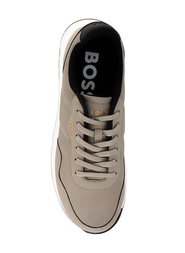 BOSS Black, Sneaker Titanium, Material-Mix, dunkelbeige