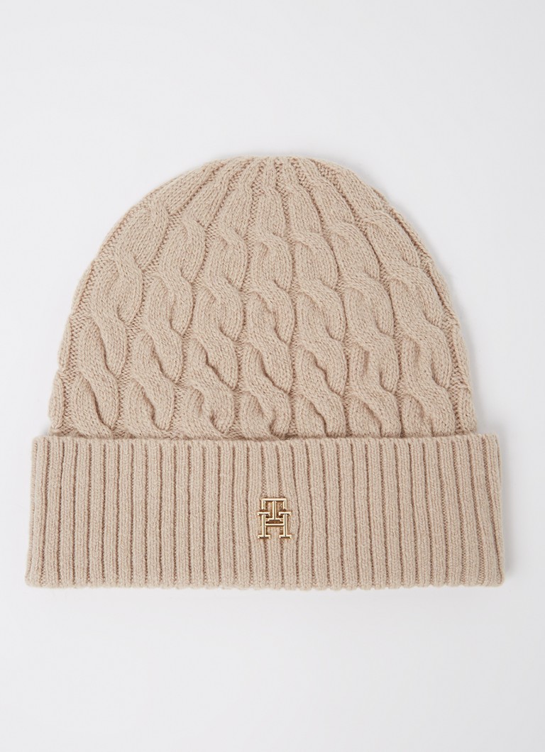 Tommy Hilfiger  Kabelgebreide muts in wolblend met logo