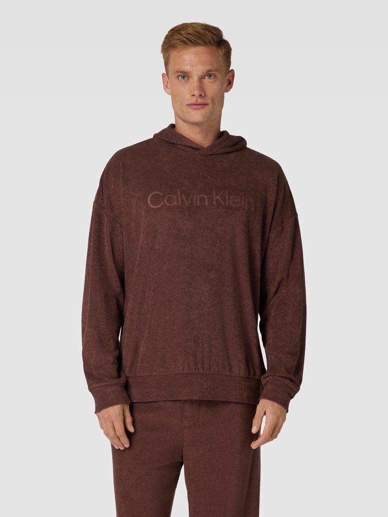 Hoodie aus Frottee Modell 'COZY LOUNGE' in mittelbraun