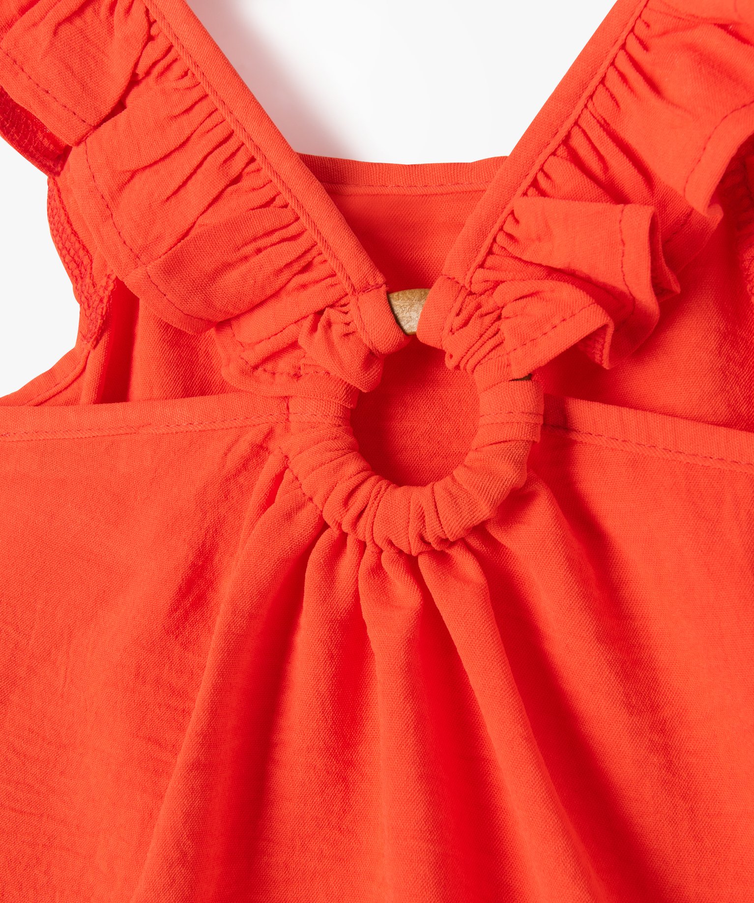 Blouse à bretelles volantées avec dos fantaisie fille orange | GEMO