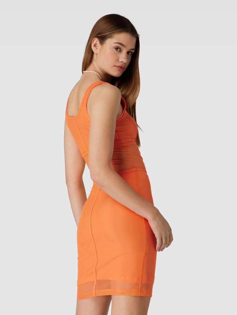 Minikleid mit Meshbesatz in orange