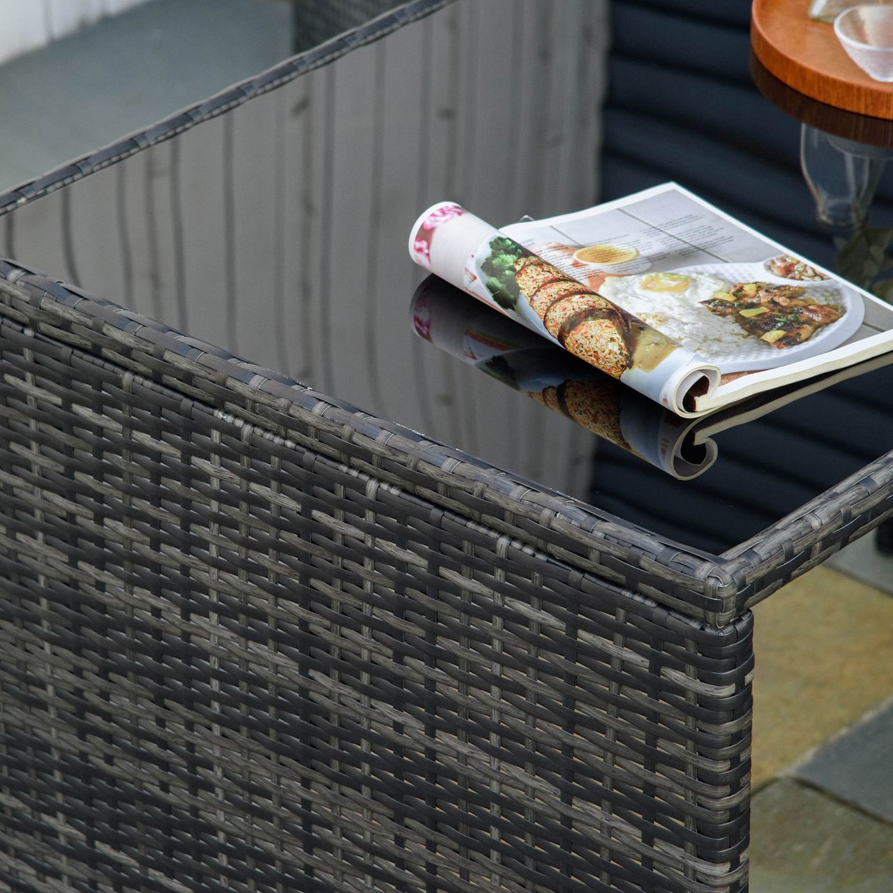 Outsunny 5tlg. Polyrattan Gartenmöbel Rattan Essgruppe Gartenset Grau