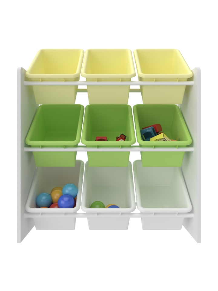 en.casa Kinderregal Muxía in Gelb Grün (H)60cm (B)62cm (T)26.5cm günstig kaufen onesize