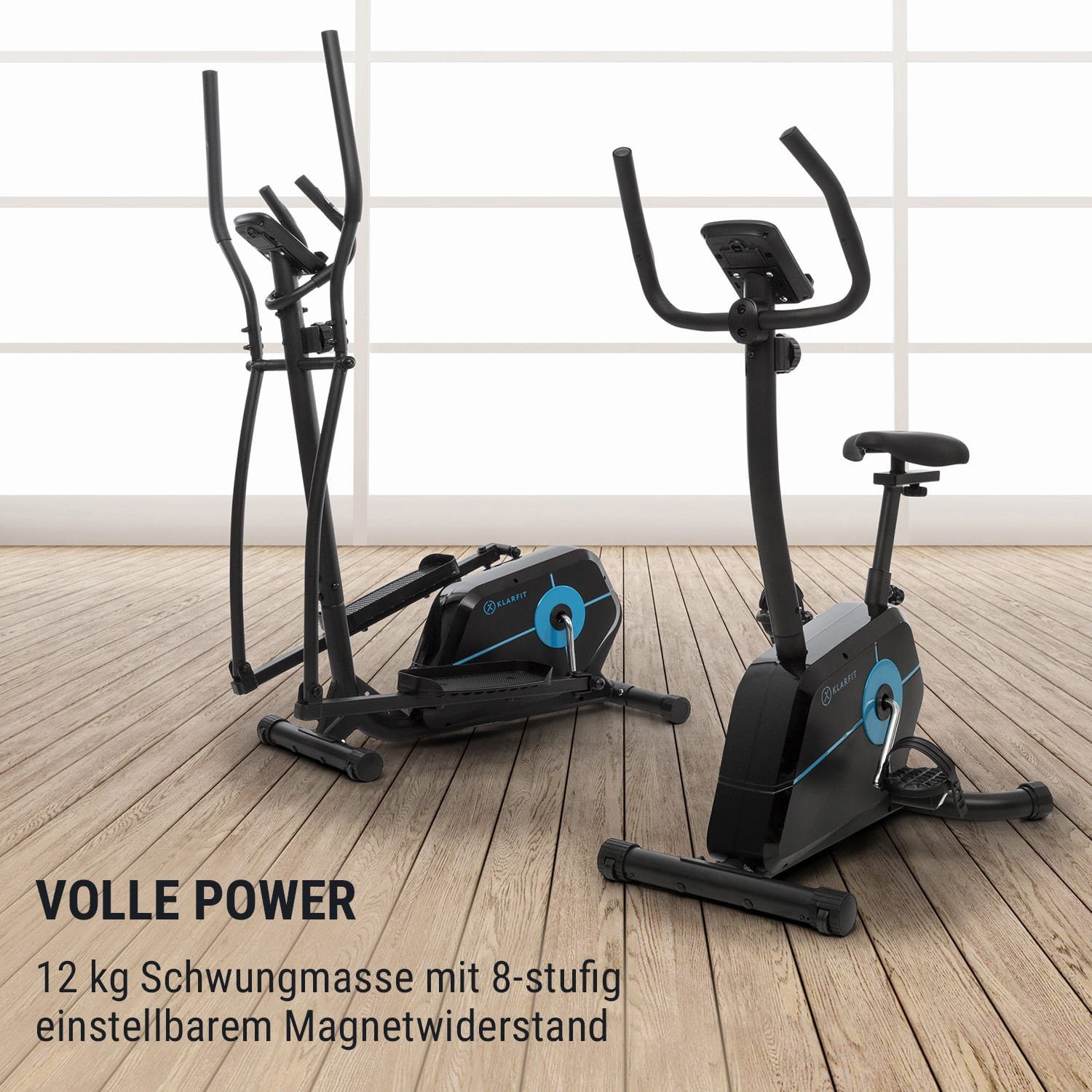 KLARFIT Heimtrainer Tauon (Tablet-Halterung ;pullsmesser;Trainingscomputer mit LCD-Display)
