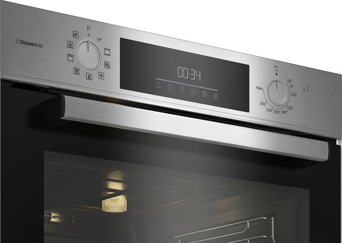 BEKO Einbaubackofen BBIS12301XE, mit 2-fach-Teleskopauszug, SteamShine, SteamAdd Dampffunktion