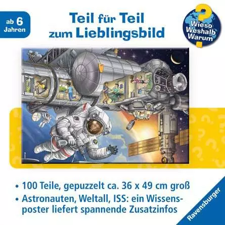 Kinderpuzzle ab 6 Jahren - Wieso? Weshalb? Warum? Auf der Weltraumstation - 100 Teile
