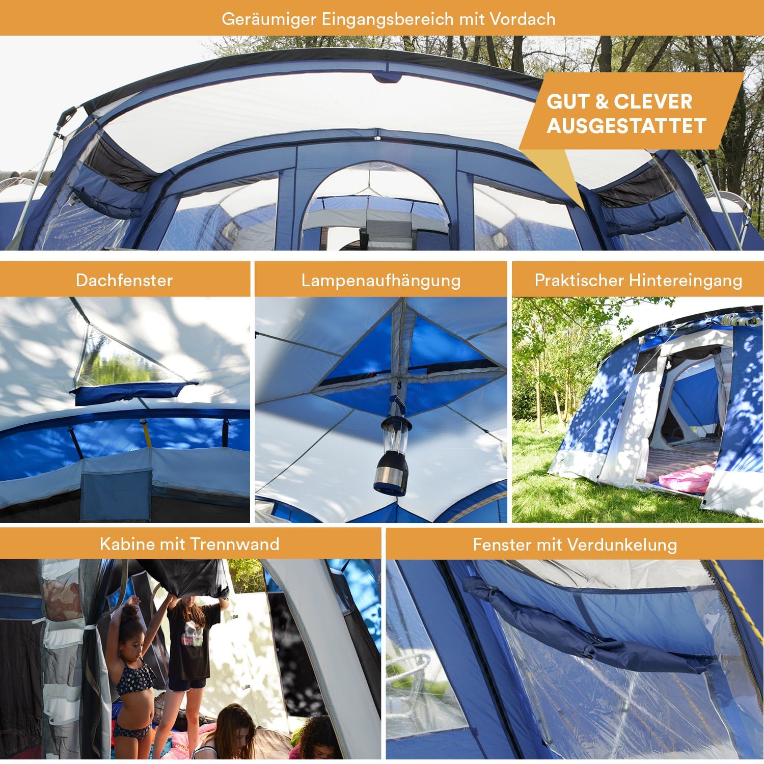 Skandika Nimbus 12 blaues Gruppenzelt