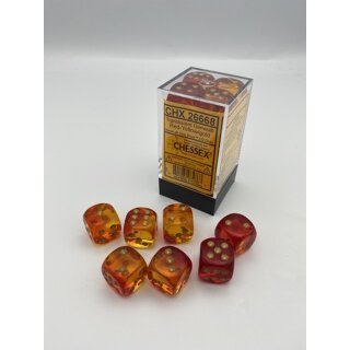Gemini 16mm d6 Translucent Red-Yellow/gold Dice Block (12)