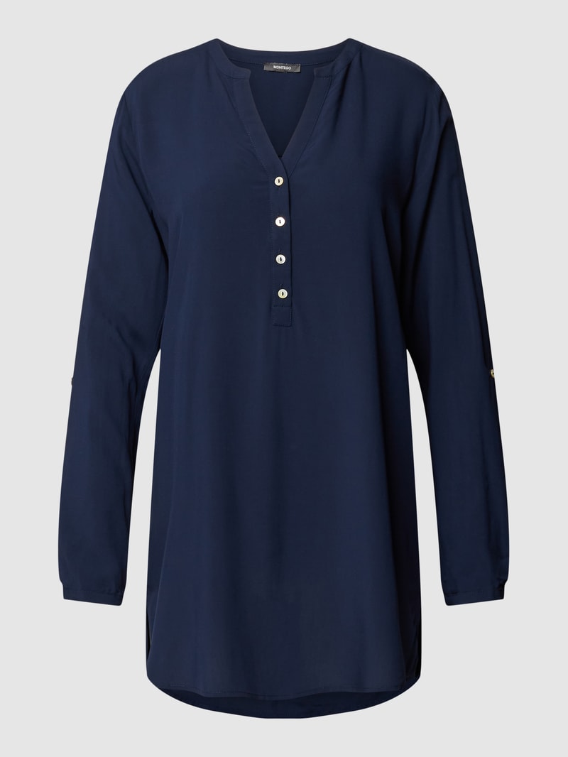 Blusenshirt mit V-Ausschnitt in dunkelblau