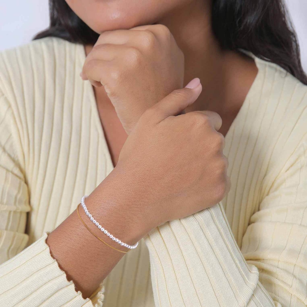 Elli Elli Bracelet Femmes Couches Elégant avec perles de coquillage en argent sterling Bracelet