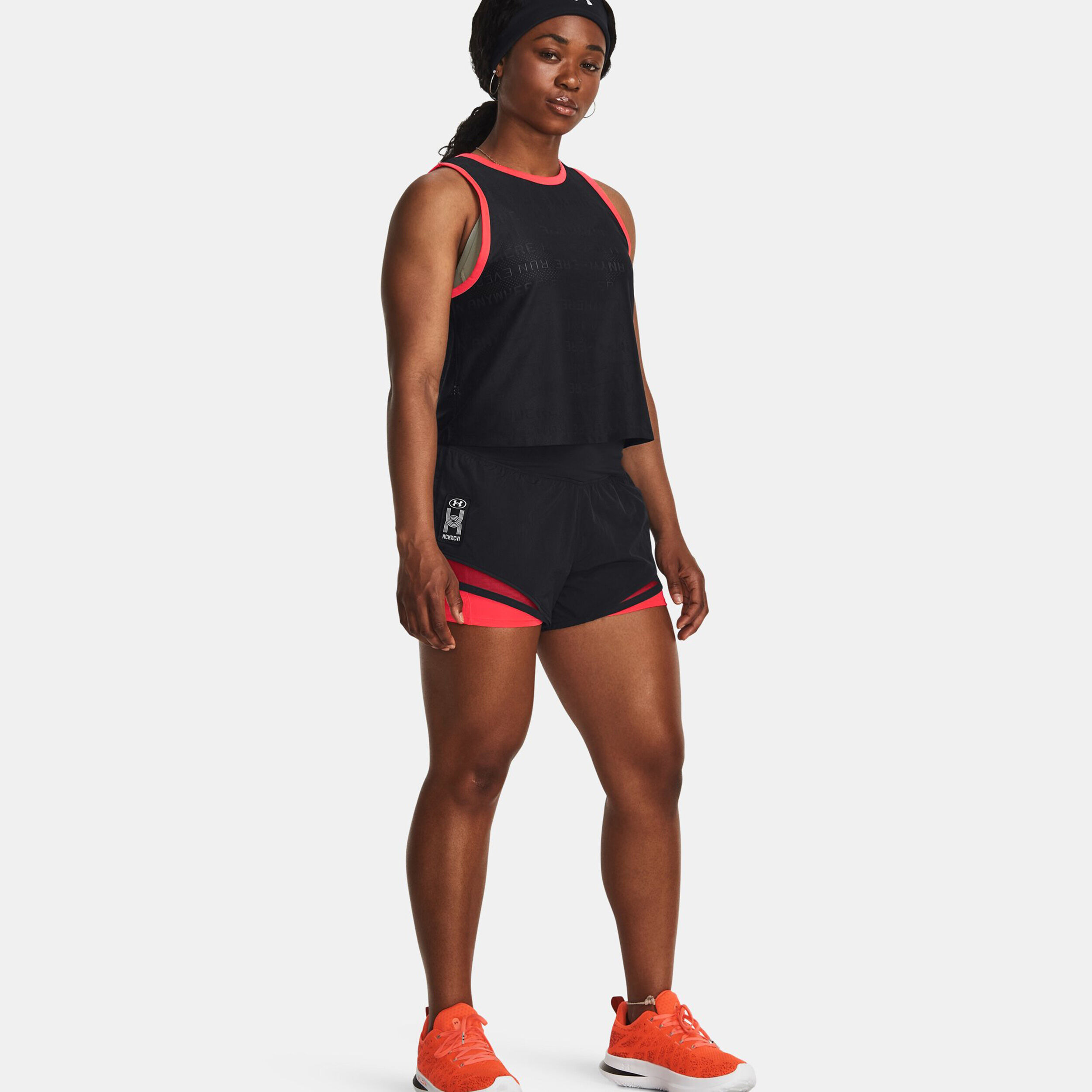 Run Everywhere Shorts Damen - Schwarz, Neonrot