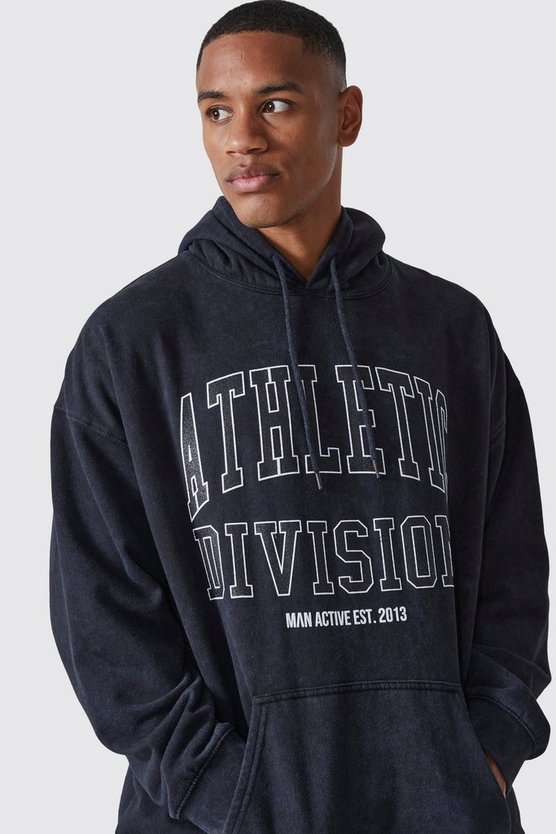 Man Active Oversize Athletic Hoodie mit Acid-Waschung
