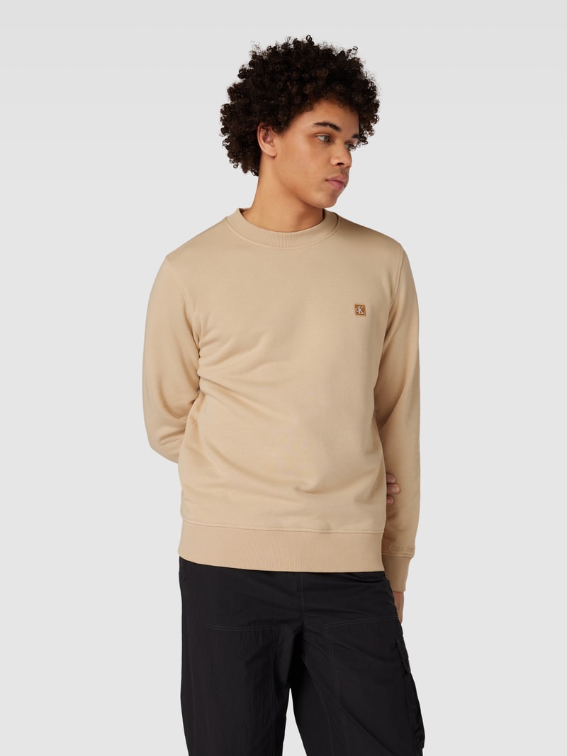 Sweatshirt mit Logo-Patch Modell 'EMBRO' in beige