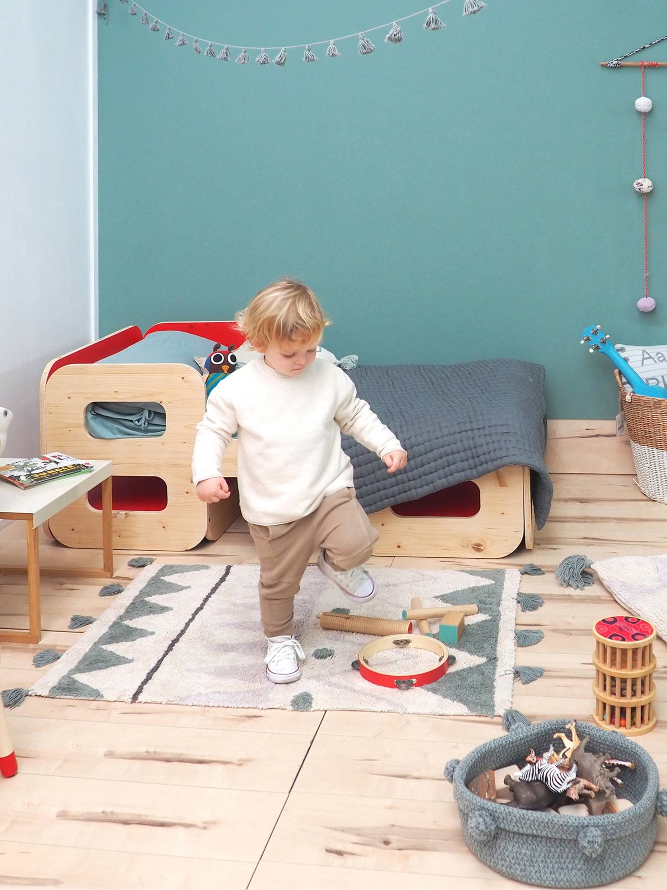Tapis coton Lavable Mini Berbere Pompons