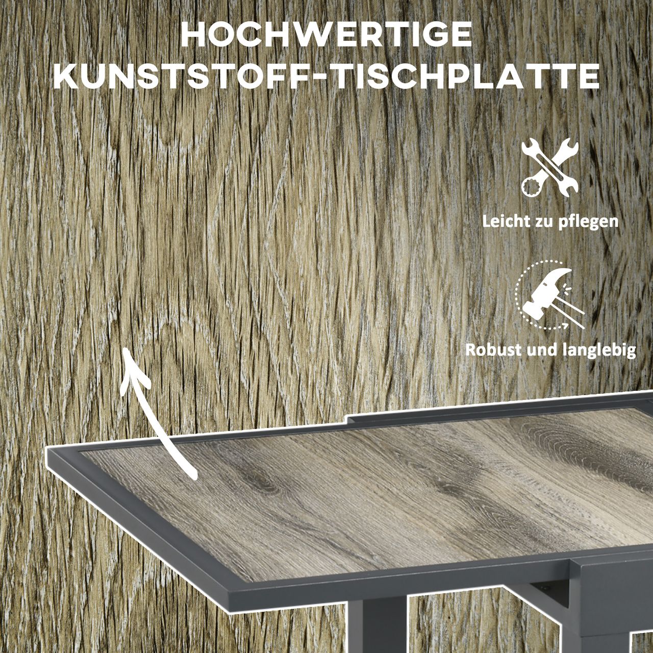 Outsunny Gartentisch, Esstisch für Garten