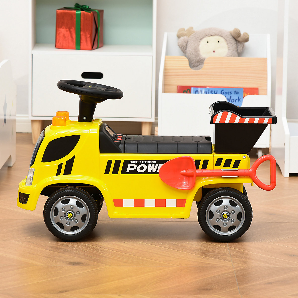 Kinder Rutscherauto mit Musik, Scheinwerfern und Alarmtönen