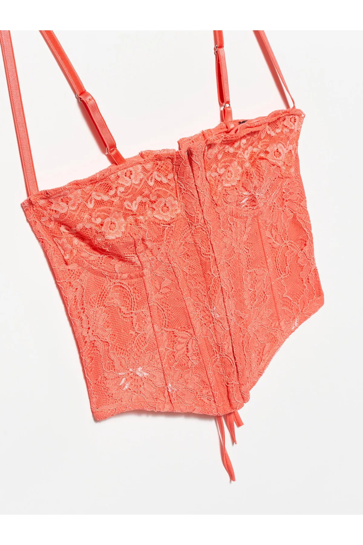 Dilvin  5852 Korsett-Oberteil mit Spitzendetail – Rosa