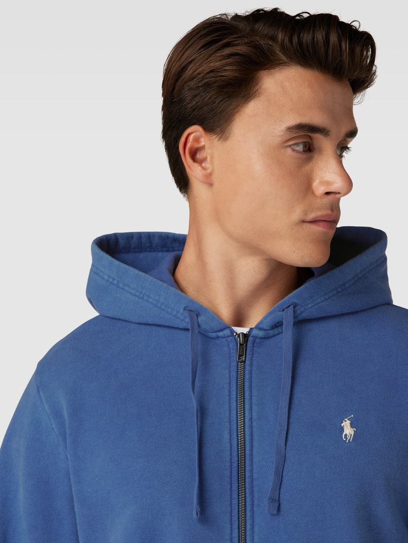 Sweatjacke mit Label-Stitching in marineblau