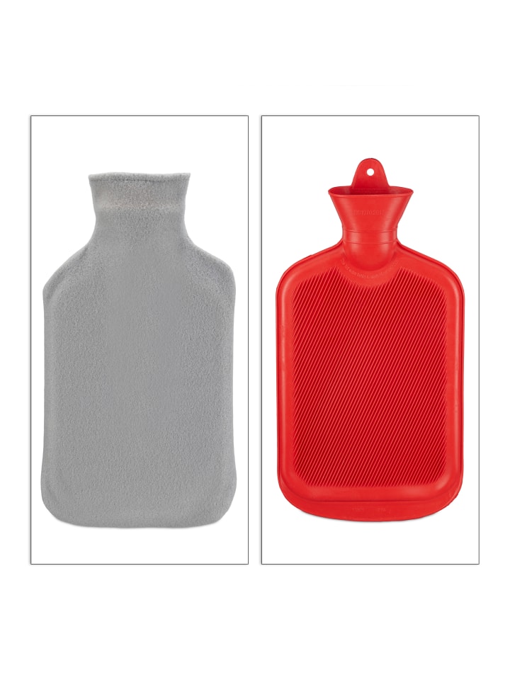 relaxdays 4x Wärmflasche in Grau/Rot günstig kaufen onesize