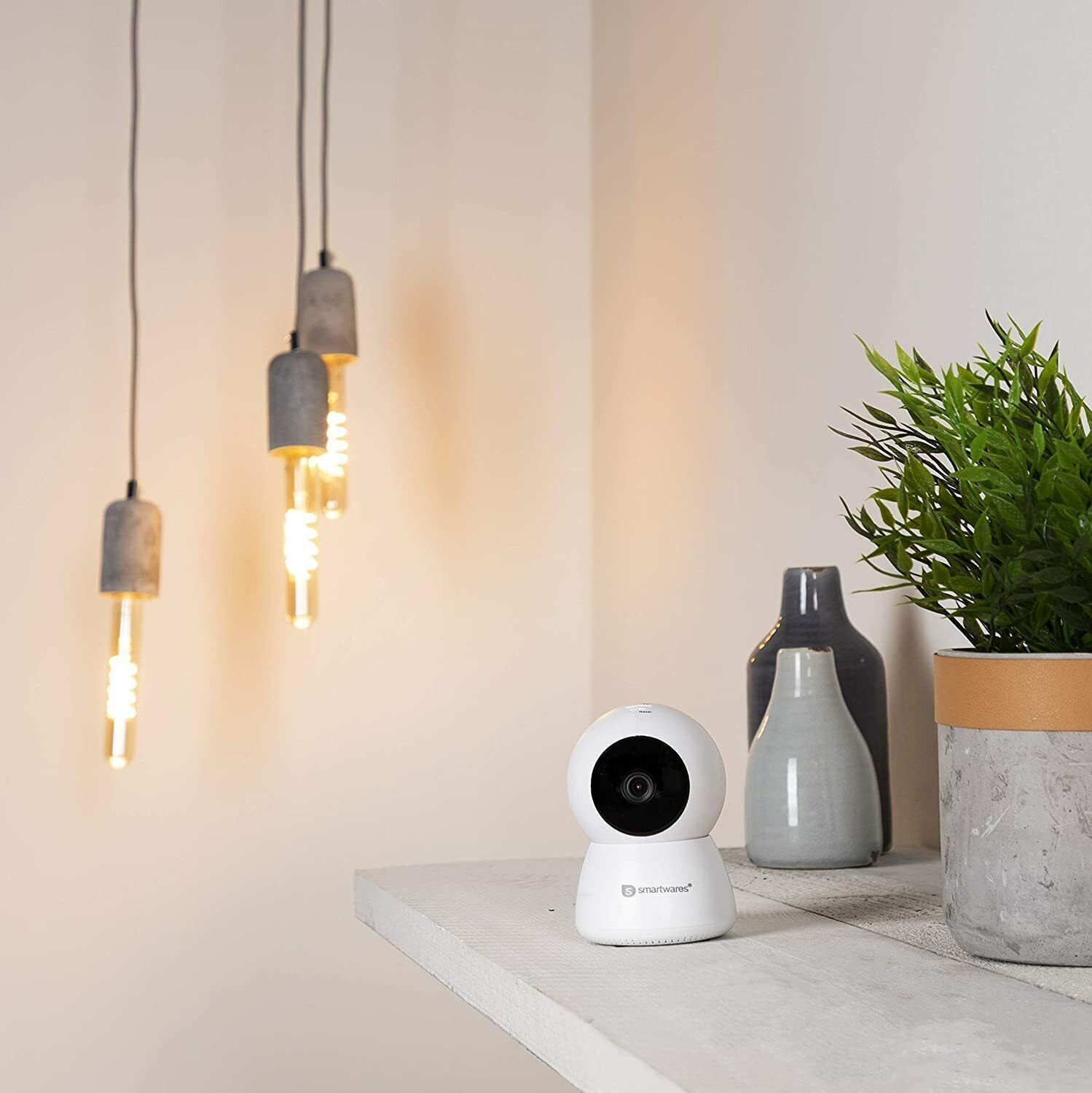 smartwares CIP-37550 WLAN Kamera Funk Innen Nachtsicht Full HD Camera Innen Überwachungskamera (Innenbereich, 60°-Weitwinkelobjektiv, 3,5 W, 50 m, SD-Karte Max 128 GB)