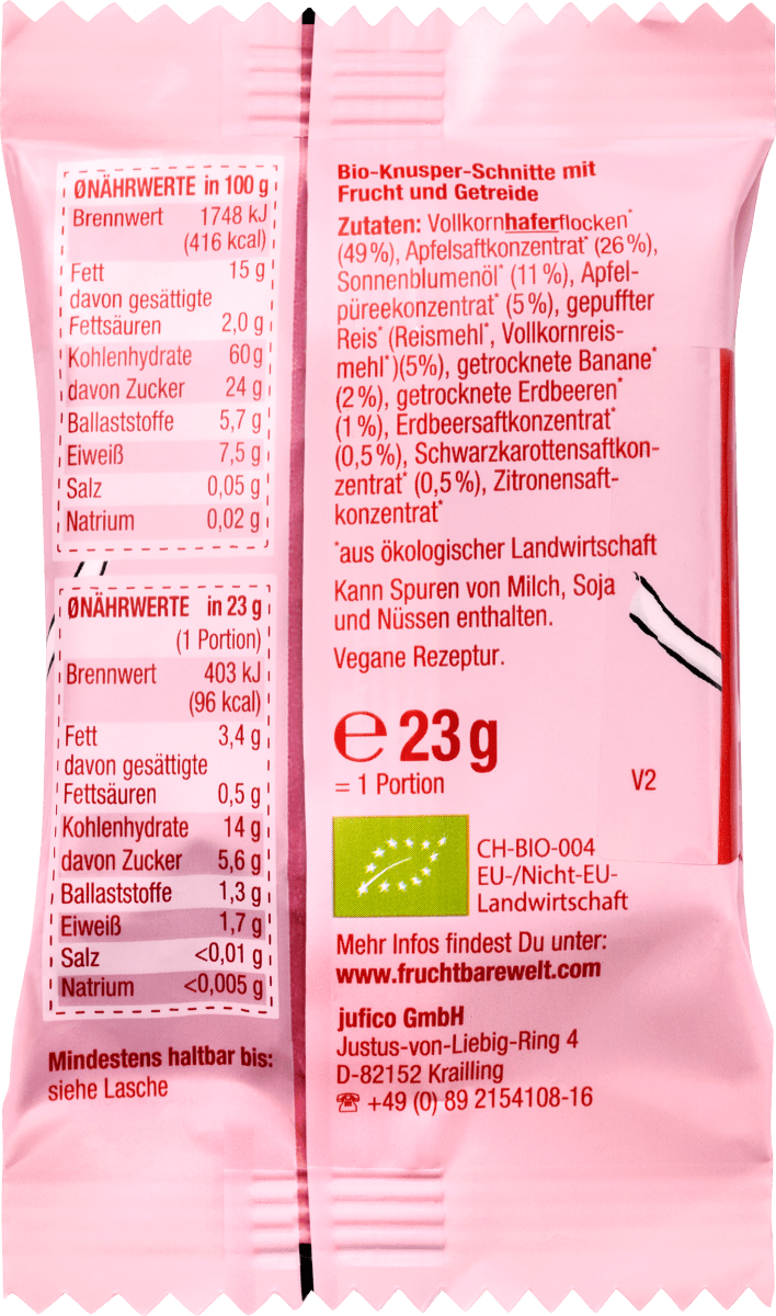 Kindersnack Knusper-Schnitte Erdbeere-Banane, ab 1 Jahr (3x23 g), 69 g