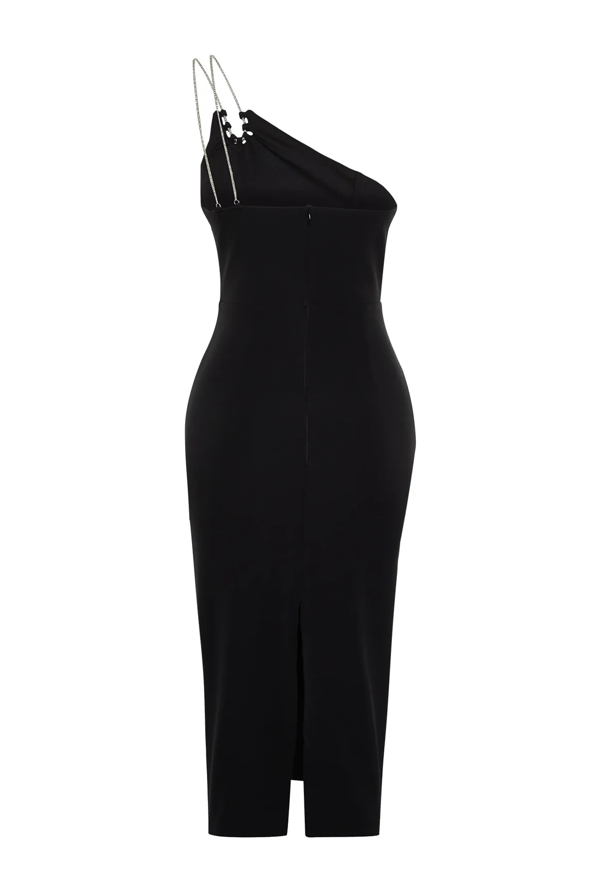 Trendyol Collection  Schwarzes, figurbetontes, gewebtes, glänzendes Stein-Stilvolles Abendkleid TPRSS24EL00042