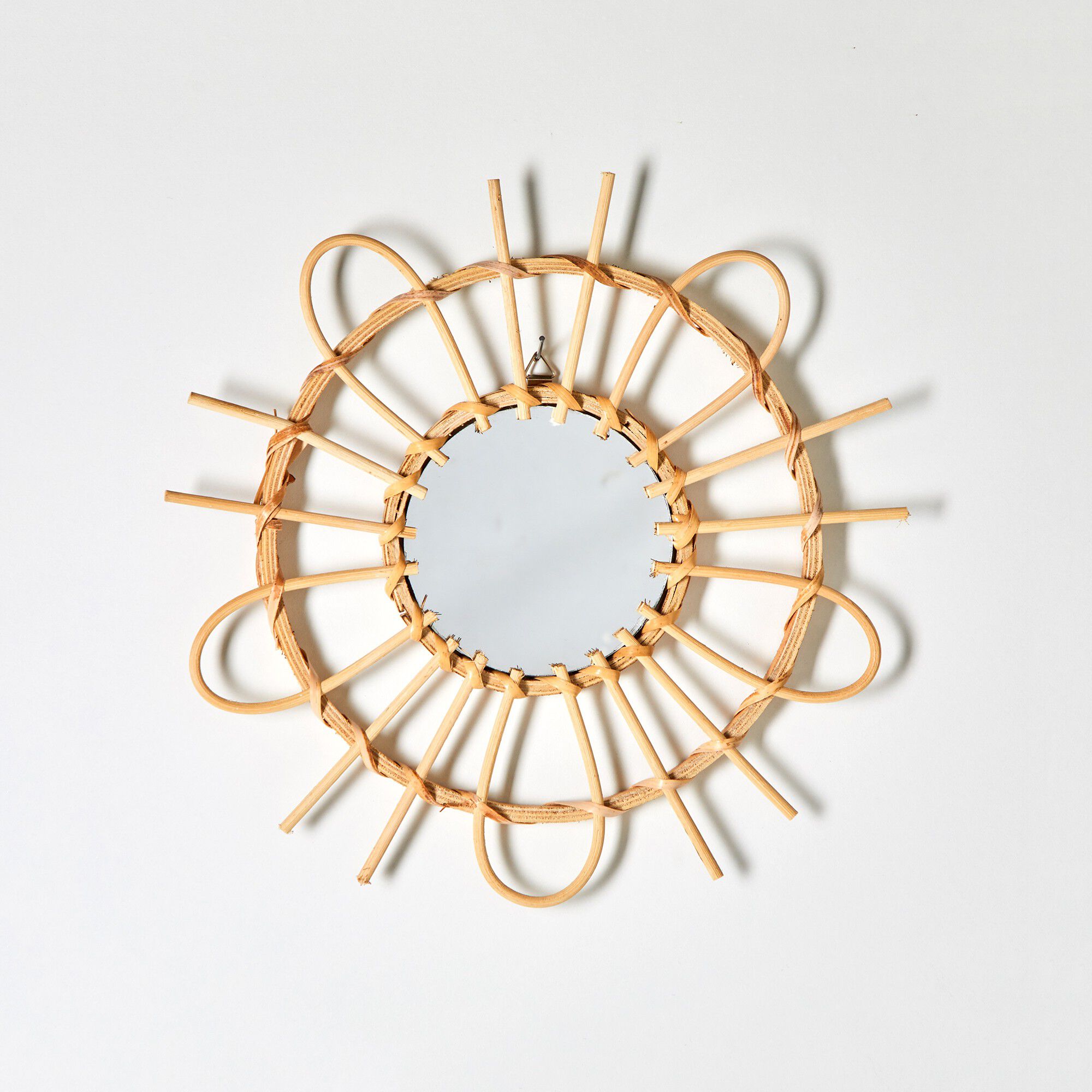Miroir rond rotin