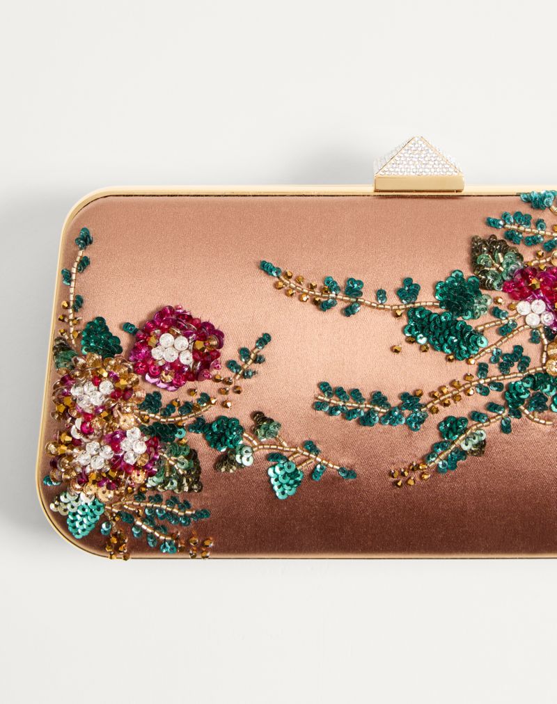 Carry Secrets Bolsa de Cetim com Bordado Floral