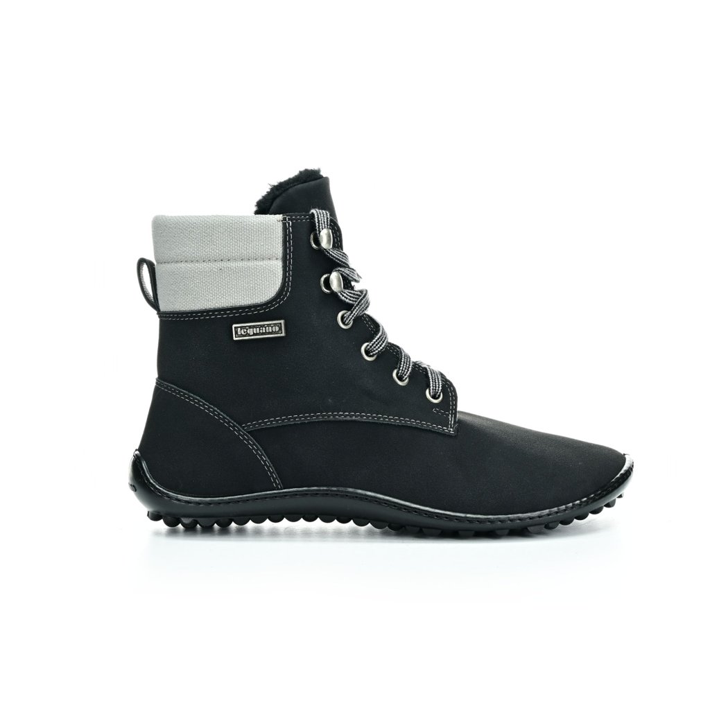 Leguano Icebare schwarze Winter-Barfußstiefeletten