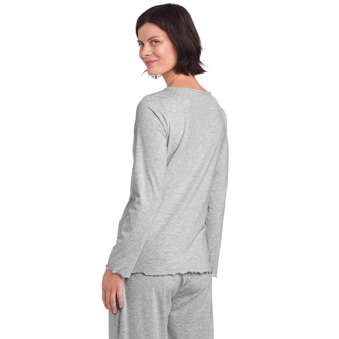 Damen Loungewear-Langarmshirt mit Raffung