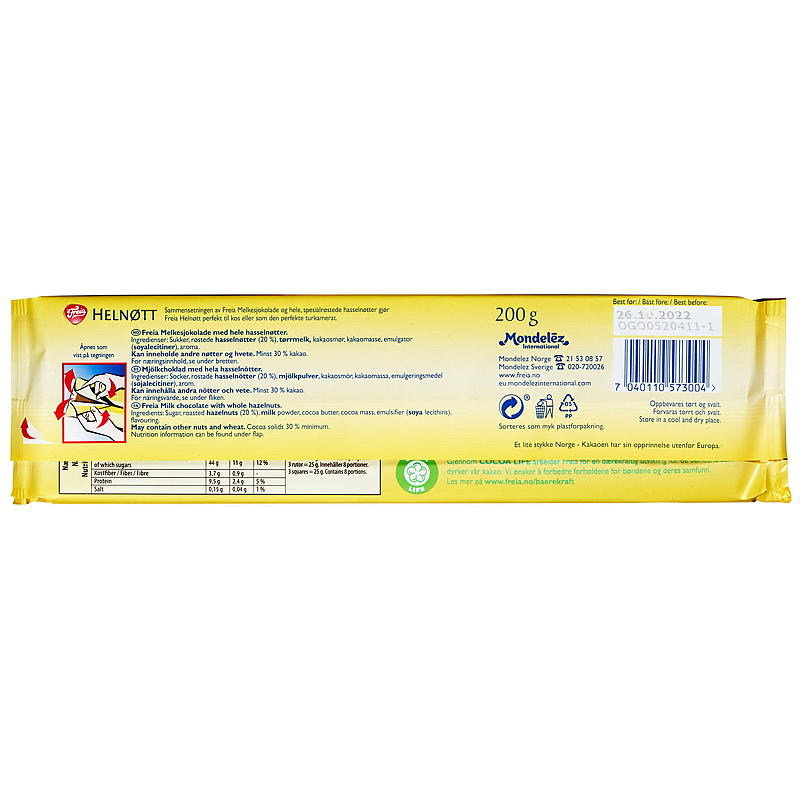 Freia Melkesjokolade Helnøtt 200 g Freia