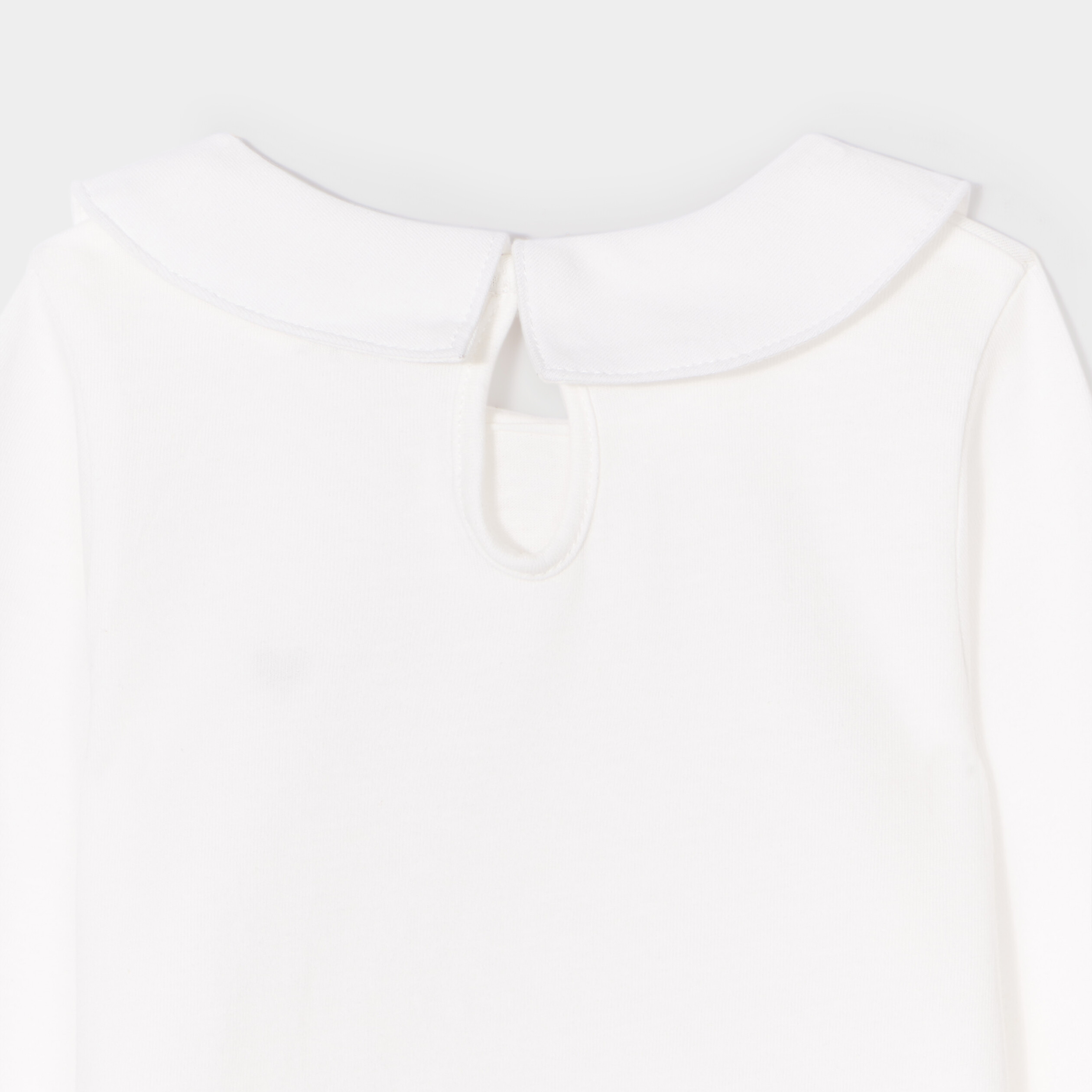T-shirt col claudine manches longues blanc bébé fille | La Halle