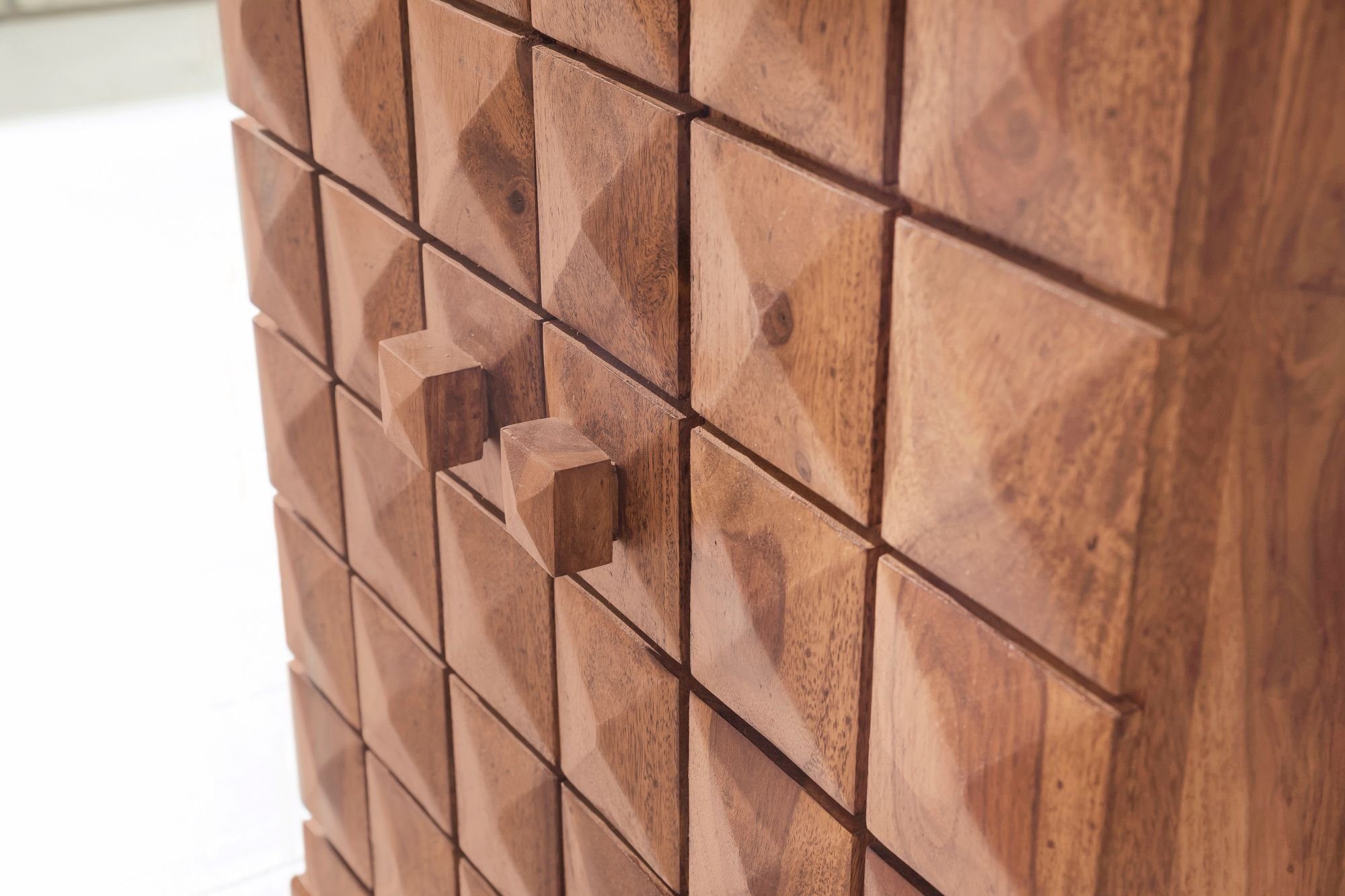 Wohnling Barschrank WL1.736 (Hausbar Akazie Massivholz 65x91x50 cm mit Türen) Weinbar Ausklappbar, Barschrank, Kleine Bar Buffet