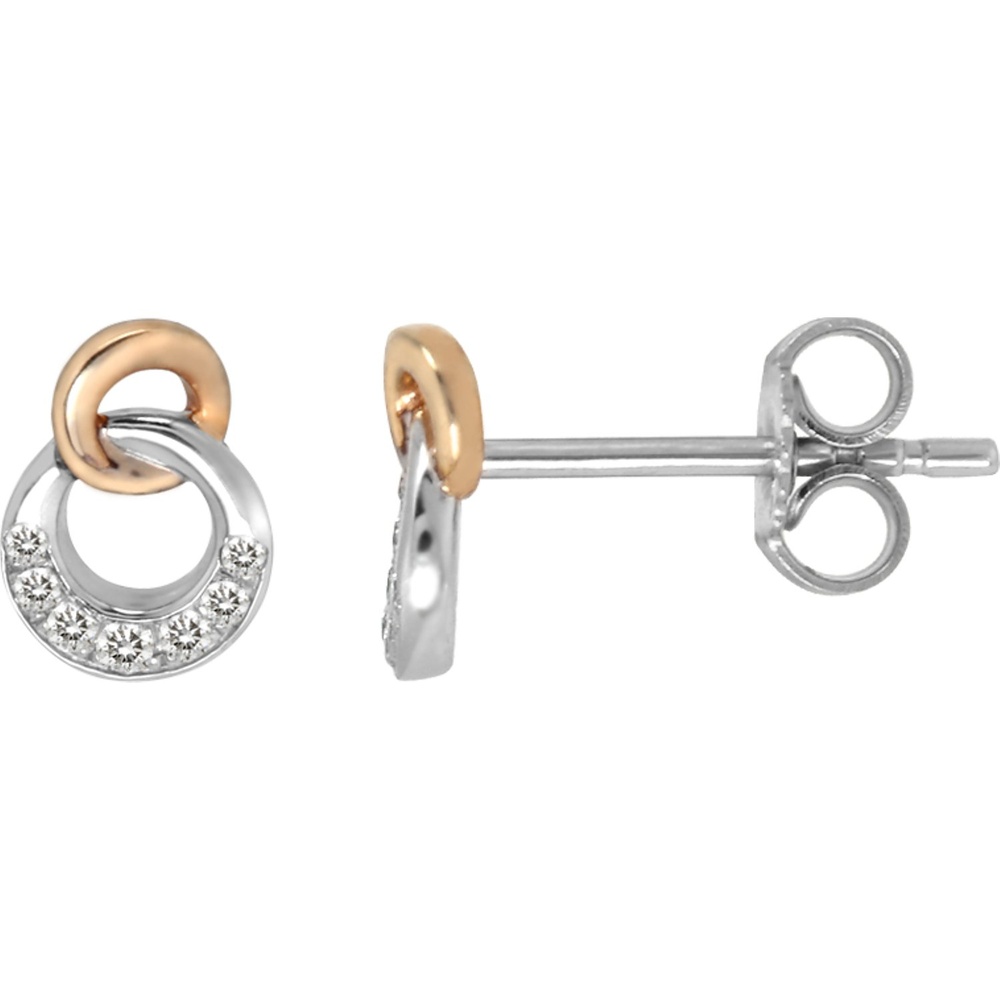Valeria Boucles d'oreilles à fermoir à poussette 375 Or jaune, 375 Or blanc Boucles d'oreilles