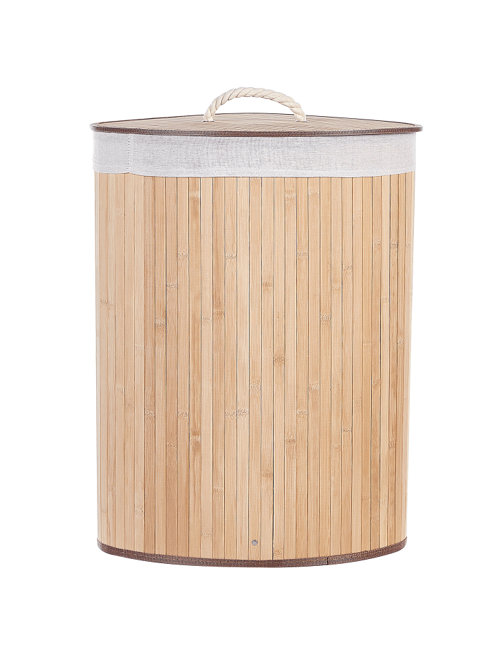 Beliani Wäschekörbe MATARA in Heller Holzfarbton/Weiß - (W) 60 x (H) 60 x (L) 35 cm günstig kaufen onesize