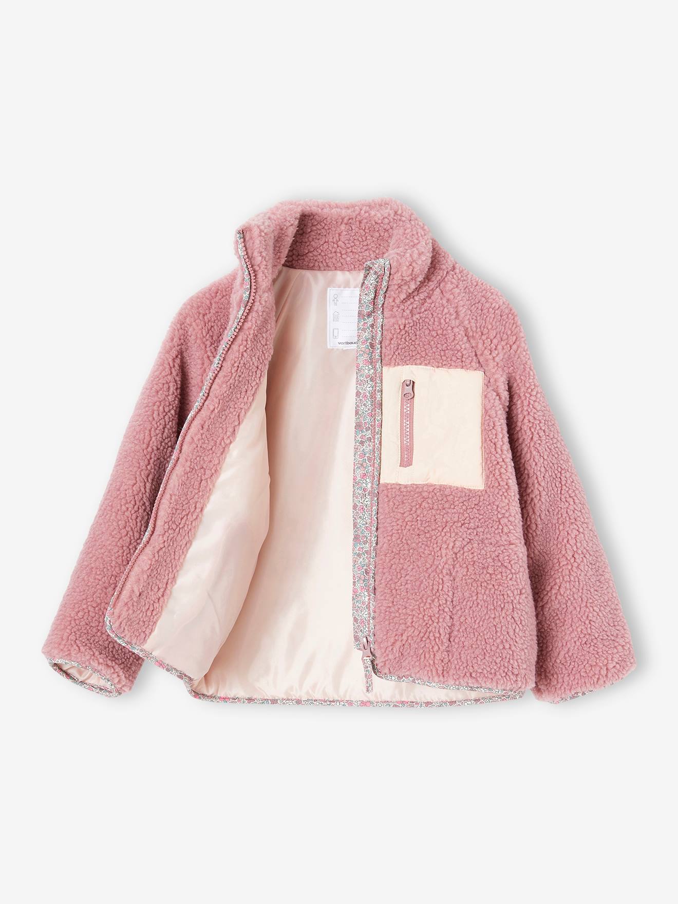 Vertbaudet Mädchen Sportjacke aus Teddyfleece - altrosa