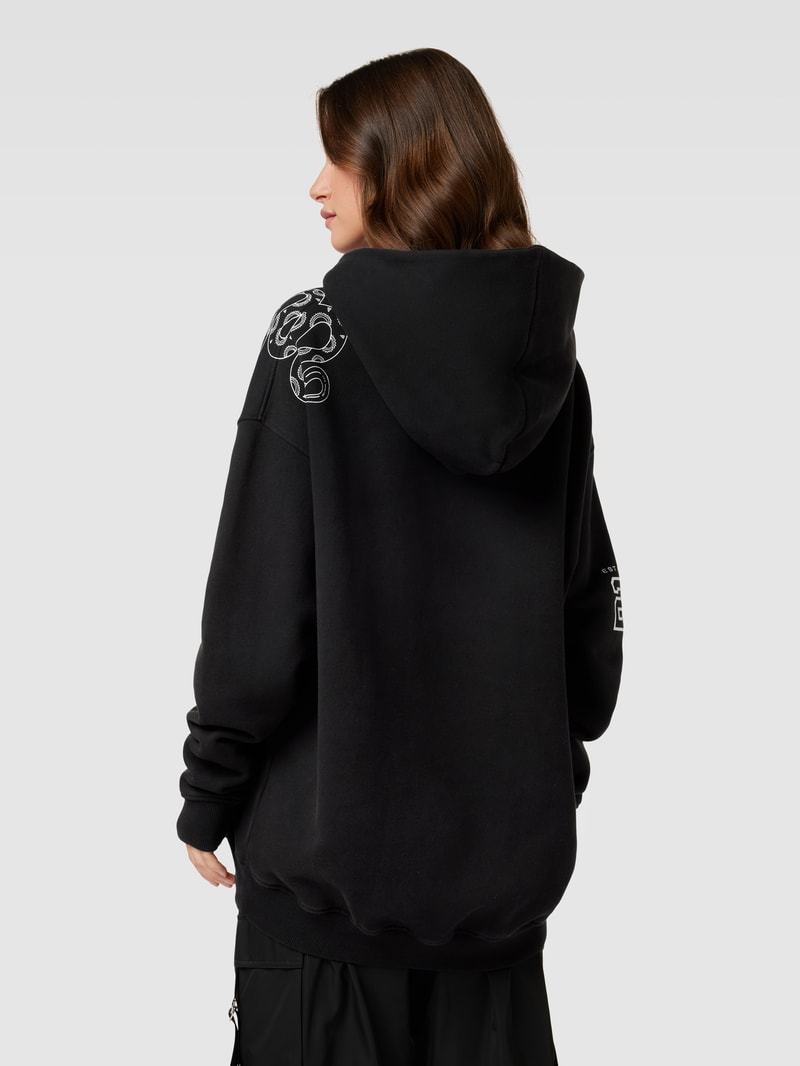 Oversized Hoodie mit Label-Prints in schwarz