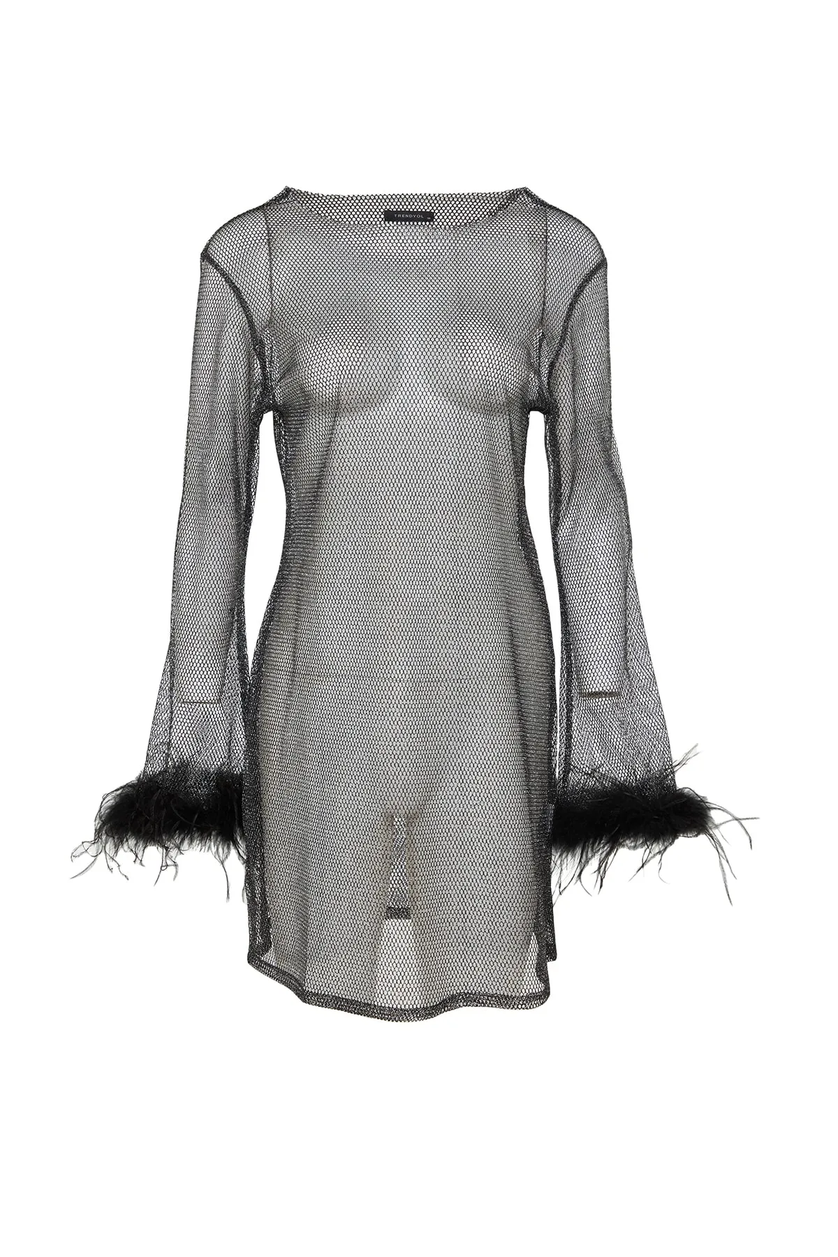 Trendyol Collection  Schwarzes Otrisch Detailliertes Mesh-Elegantes Abendkleid TPRSS23EL00520