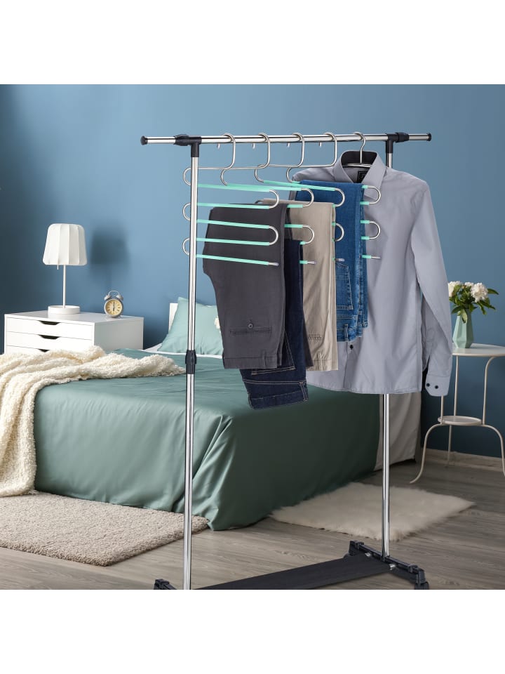 relaxdays 4 x Mehrfach-Hosenbügel in Silber/ Mint günstig kaufen onesize